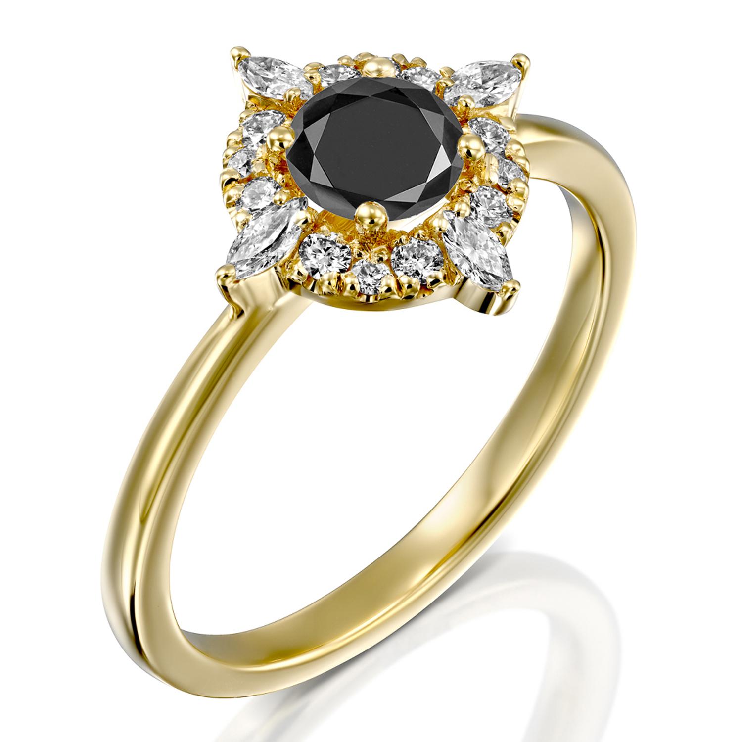 1 carat black diamond engagement ring