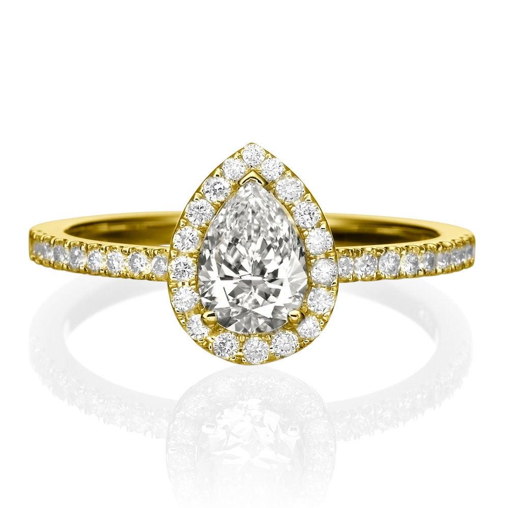 yellow gold pear engagement rings