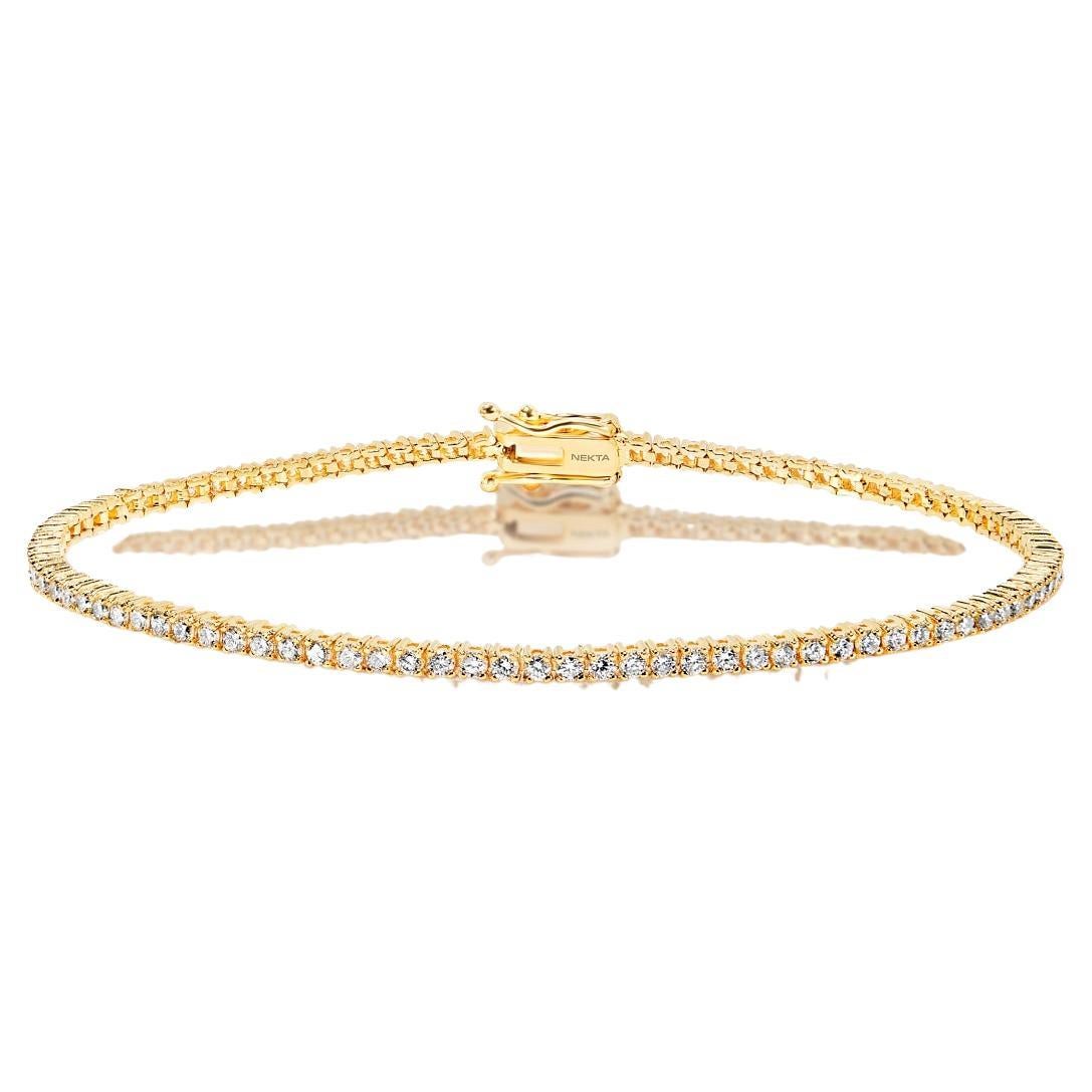 Bracelet tennis avec diamants ronds brillants de 1 carat et 2 pointes certifiés