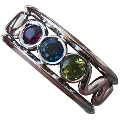 1 Carat Approximate 3 Gemstone Garnet, Sapphire, Peridot Ring, Ben Dannie