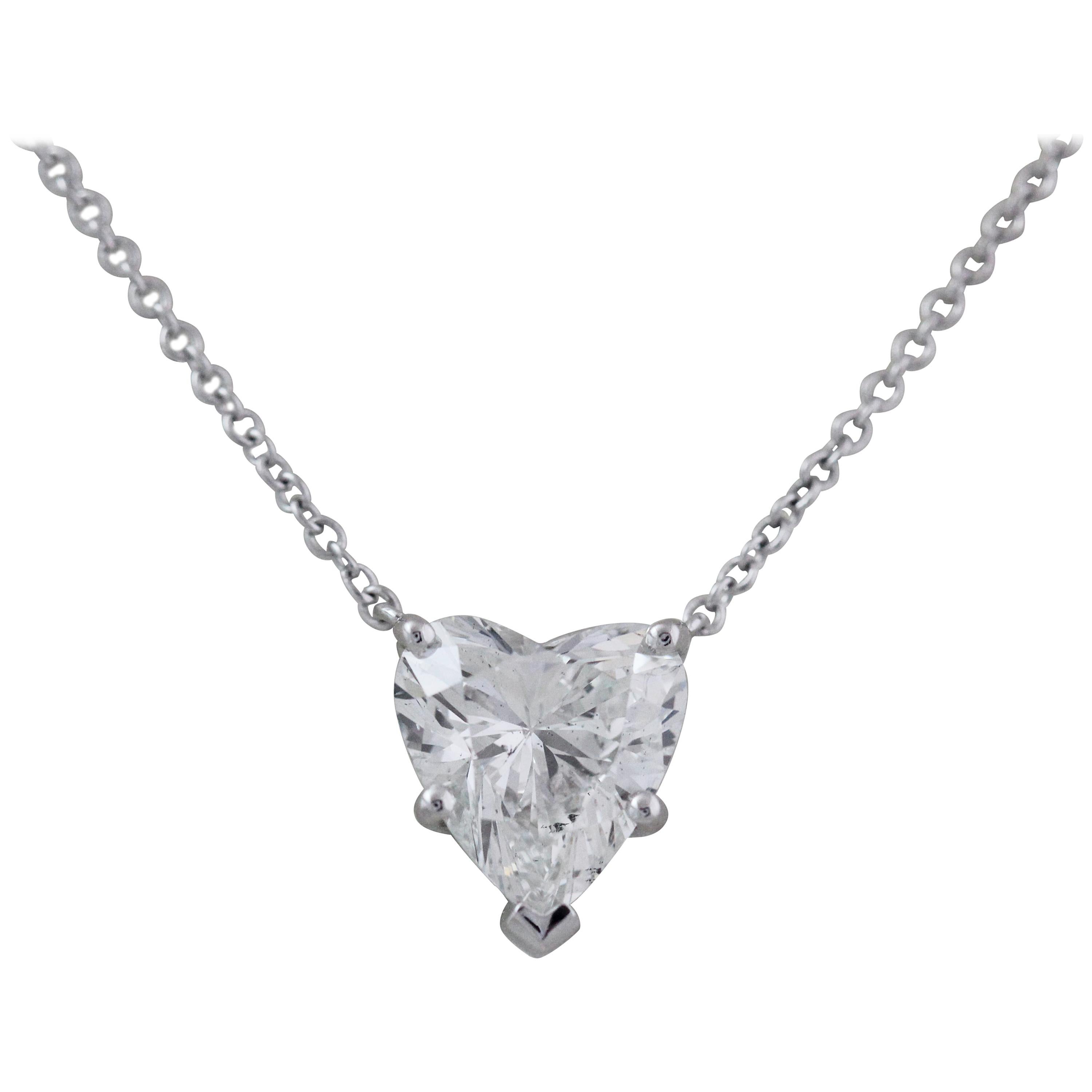 1 Carat Approximate Heart Shape Diamond Pendant Necklace Ben Dannie For Sale