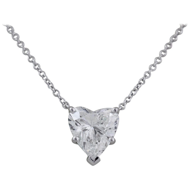 1 Carat Approximate Heart Shape Diamond Pendant Necklace Ben Dannie For