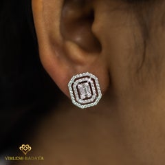IGI Certified 1.10ct Natural Diamond Double Halo Stud Earrings in 18K White Gold