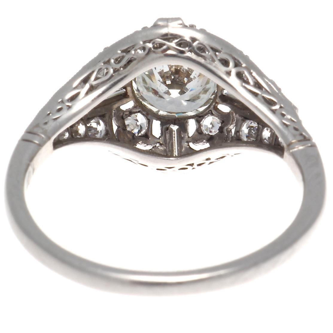 1 Carat Art Deco Inspired Round Brilliant Diamond Platinum Engagement Ring In New Condition In Beverly Hills, CA