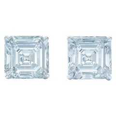 1 Carat Asscher Cut Diamond Stud Earrings 18 Karat White Gold