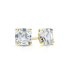 1 Carat Asscher Cut Diamond Stud Earrings 18 Karat White Gold