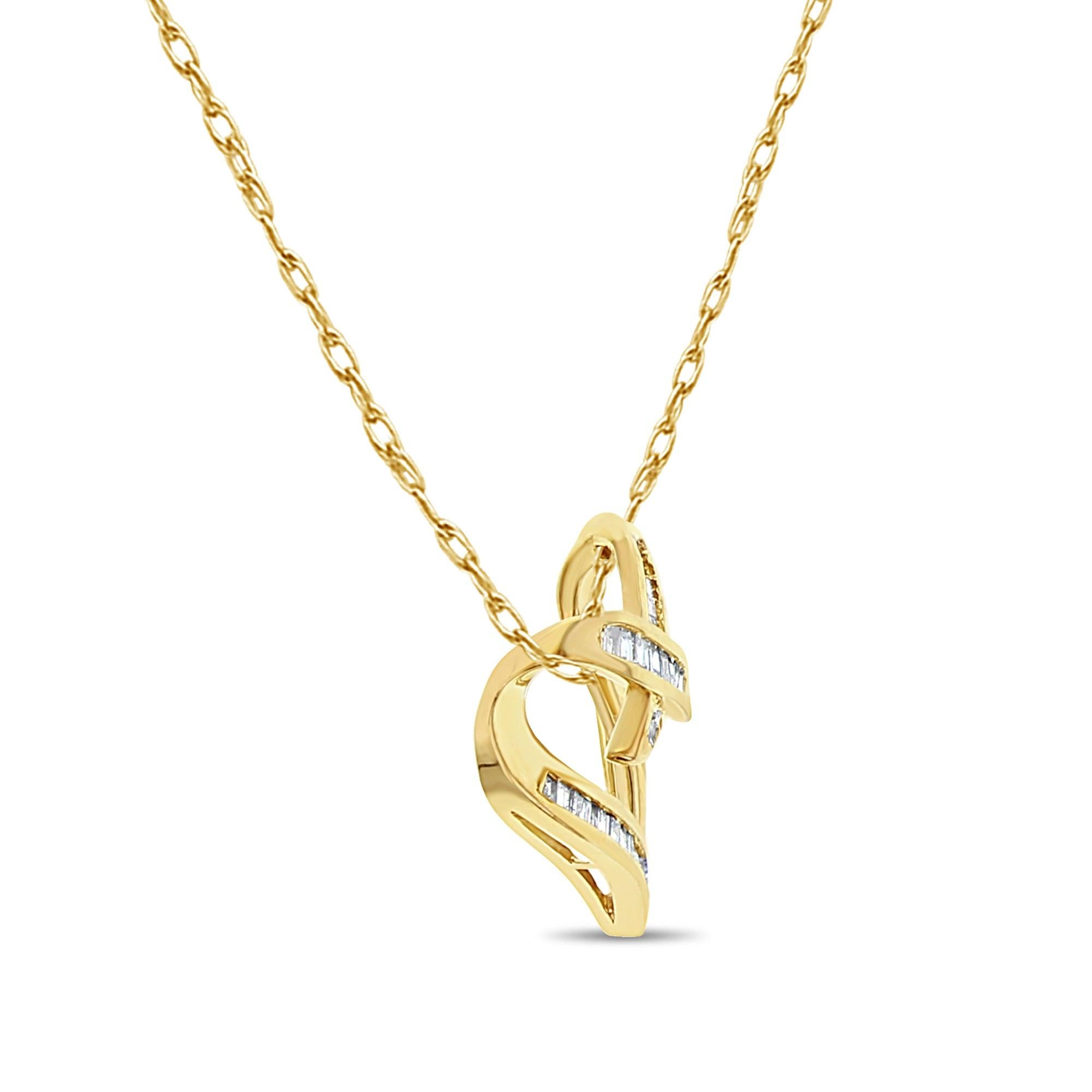 Baguette Cut 1 Carat Baguette Diamond Floating Heart Necklace For Sale