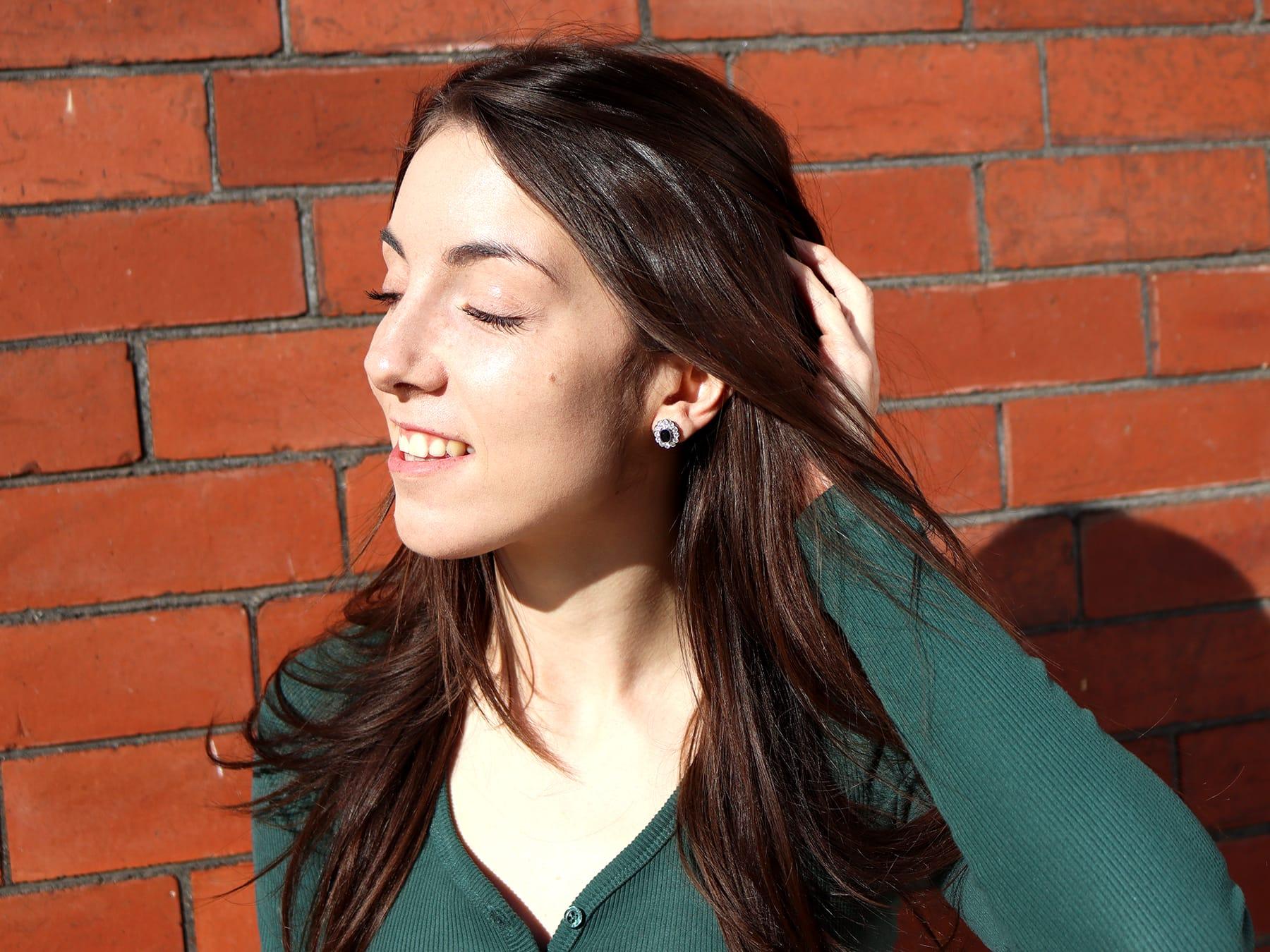 Orecchini a grappolo con zaffiro basaltico da 1 carato e diamante da 1,50 carati in oro bianco 18 carati in vendita 7