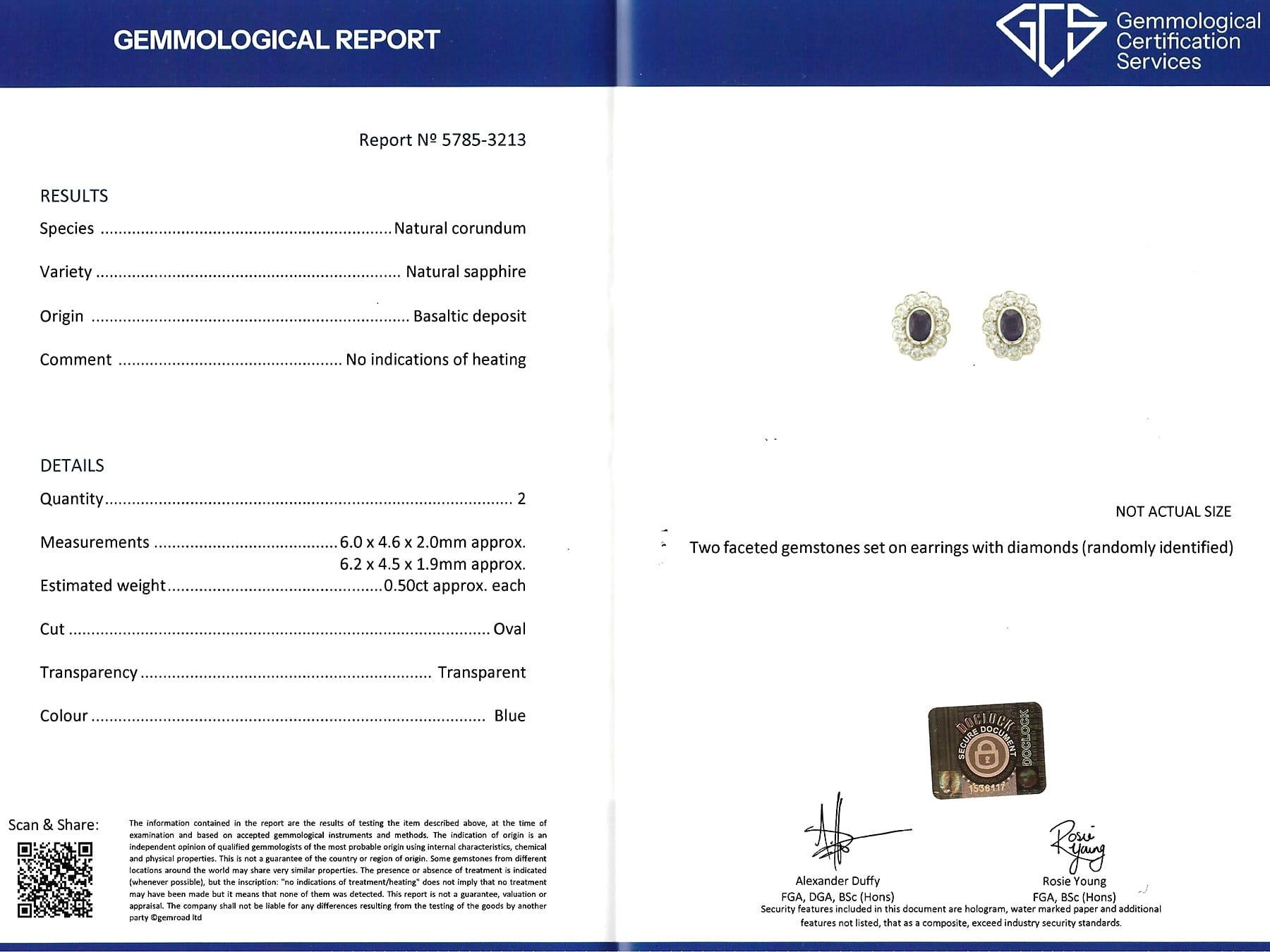 Orecchini a grappolo con zaffiro basaltico da 1 carato e diamante da 1,50 carati in oro bianco 18 carati in vendita 9