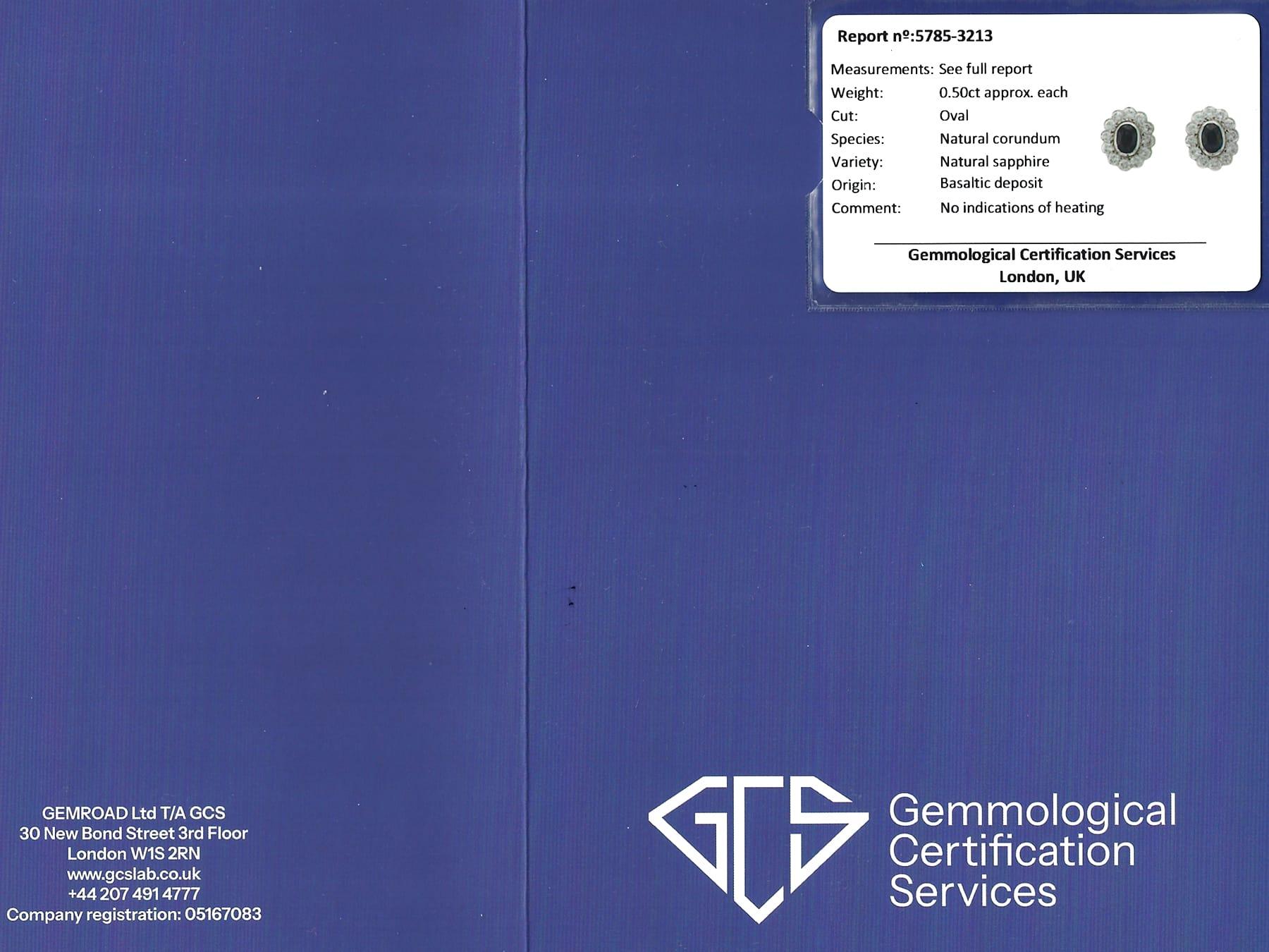 Orecchini a grappolo con zaffiro basaltico da 1 carato e diamante da 1,50 carati in oro bianco 18 carati in vendita 10