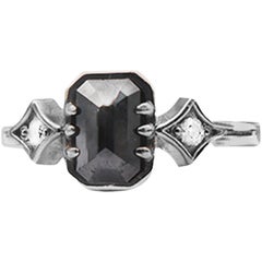 1 Carat Black Diamond Solitaire Engagement Ring White Gold