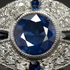 1-Karat-Ring mit blauem Saphir im Art-Déco-Stil