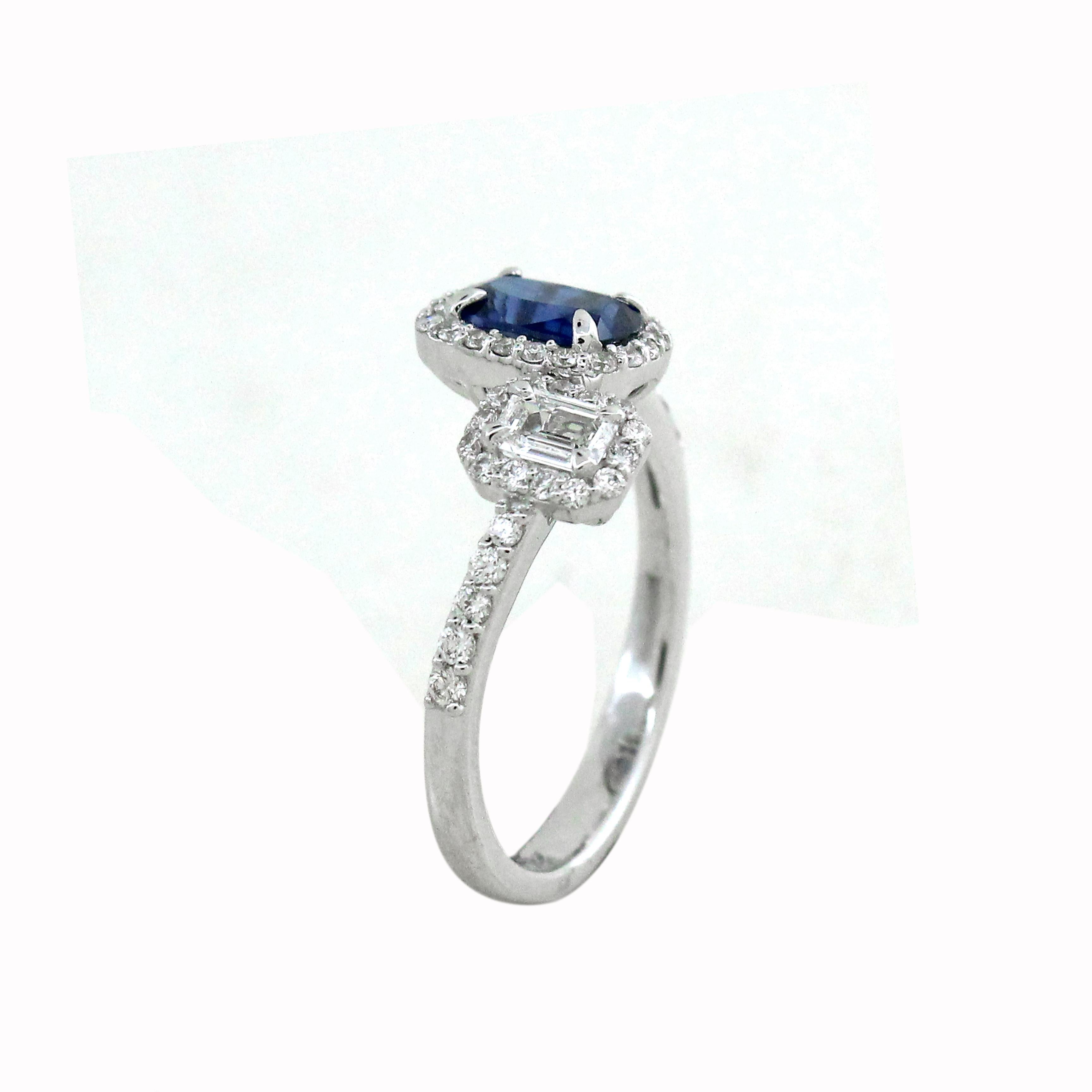 Modern 1 Carat Blue Sapphire Toi-et-moi Ring For Sale