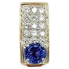 1 Carat Bluish Purple Sapphire and Diamond Gold Vintage Slide Pendentif