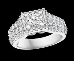 1 Ct Brilliant Round Center Diamond, 2 Ct 14 Karat White Gold ENGAGEMENT Ring