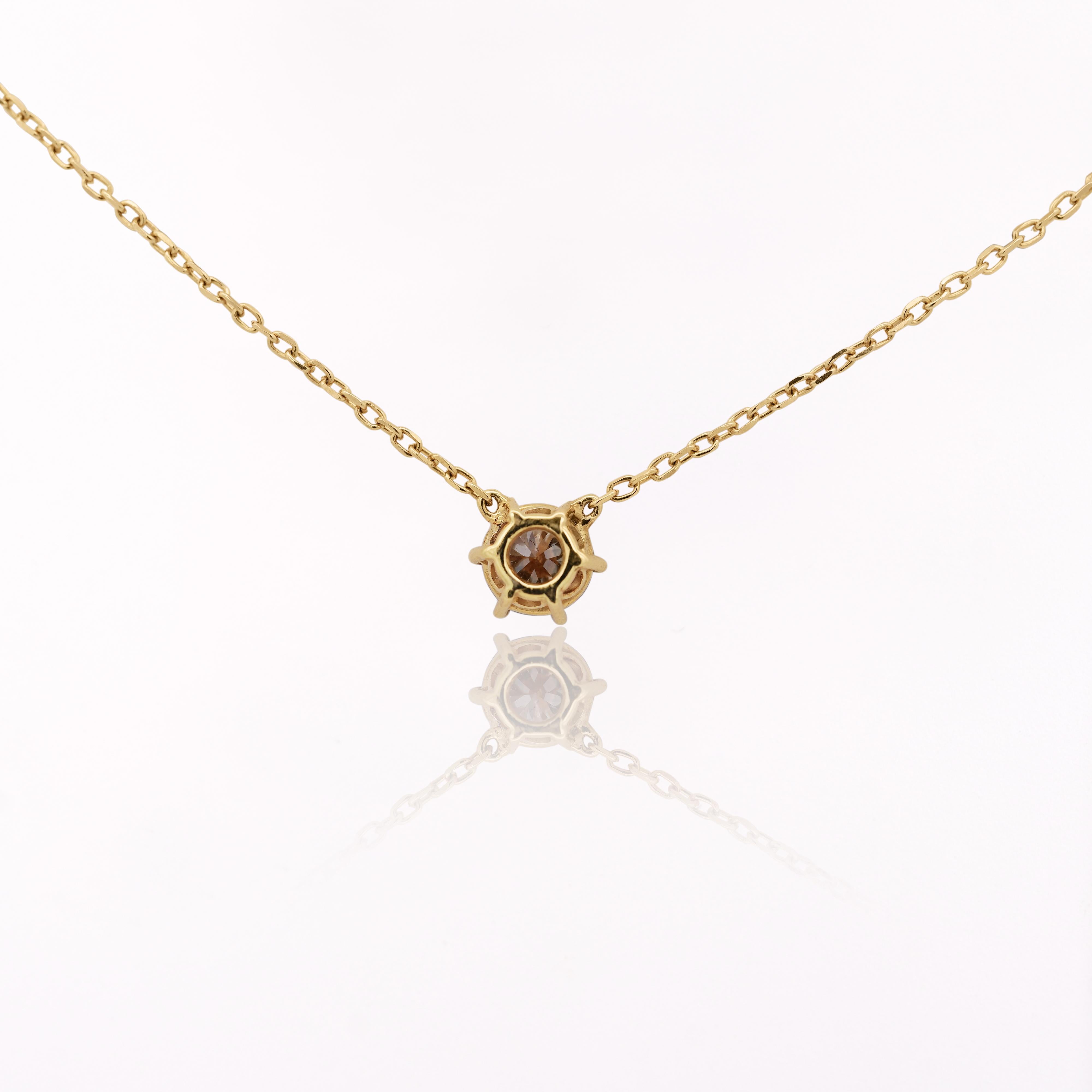 Contemporaneo Collana con ciondolo solitario in oro 18K con diamante marrone da 1 carato in vendita