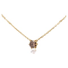 1 Carat Brown Diamond 18K Gold Solitaire Pendant Necklace