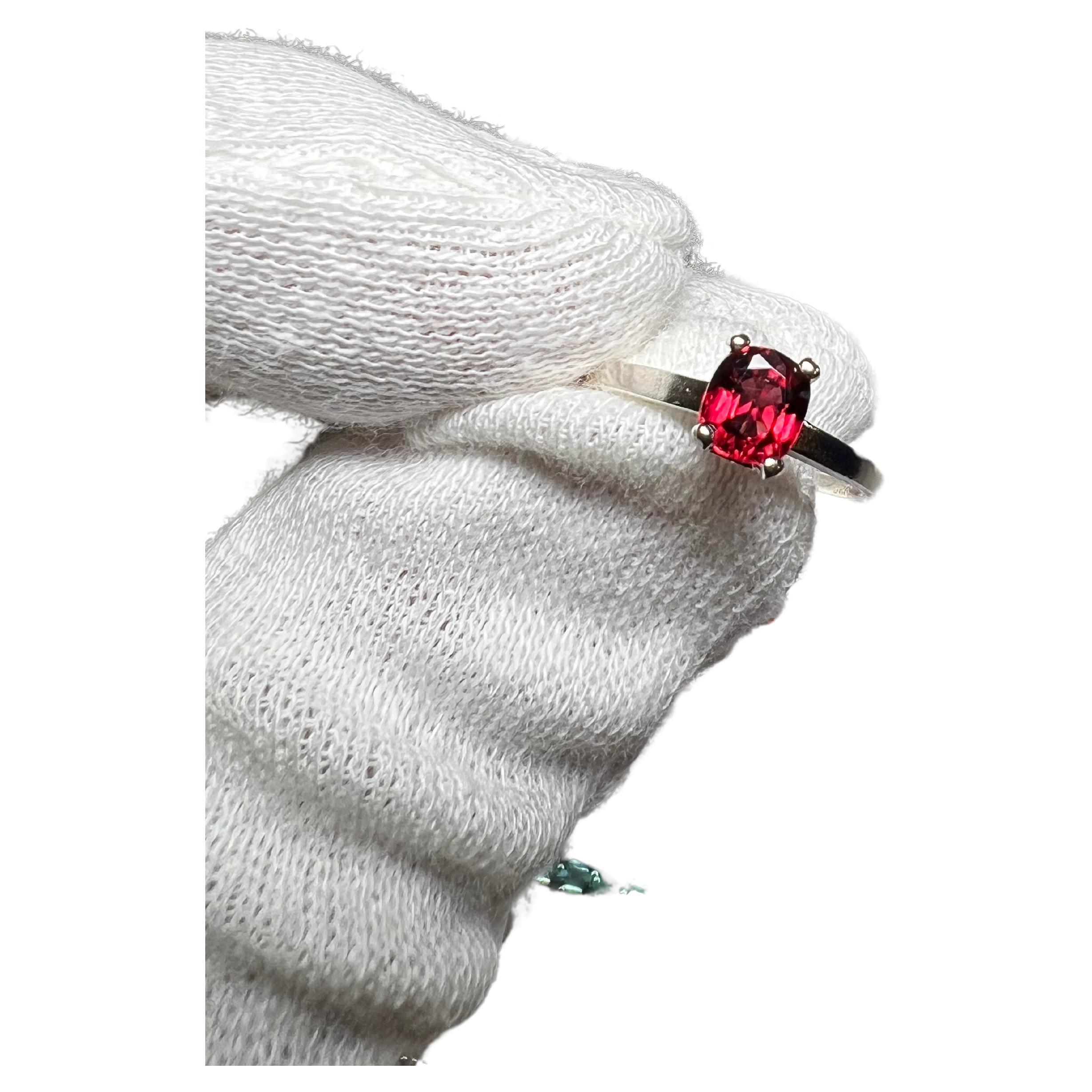 1 Carat Burma Red Spinel Gemstone Set in Silver Ring