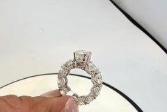 1 Carat CENTER & Ten 30 Pointer Diamond Band 14 Karat White Gold Engagement Ring
