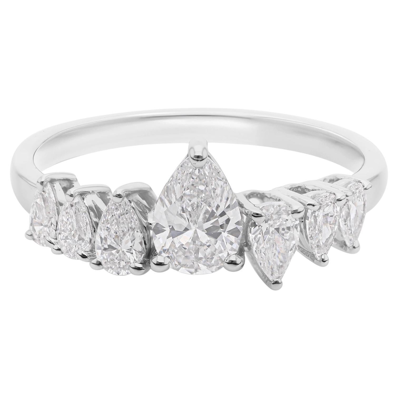 Anello di fidanzamento con diamante certificato da 1 carato in oro bianco 14k