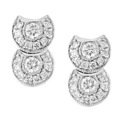 1 Carat, Cluster Stud Earrings 14 Karat  White Gold  Post Back, Great Value