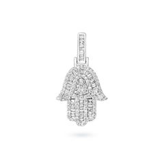 1 Carat Baguette and Round Diamond HAMSA Pendant Necklace for Ladies
