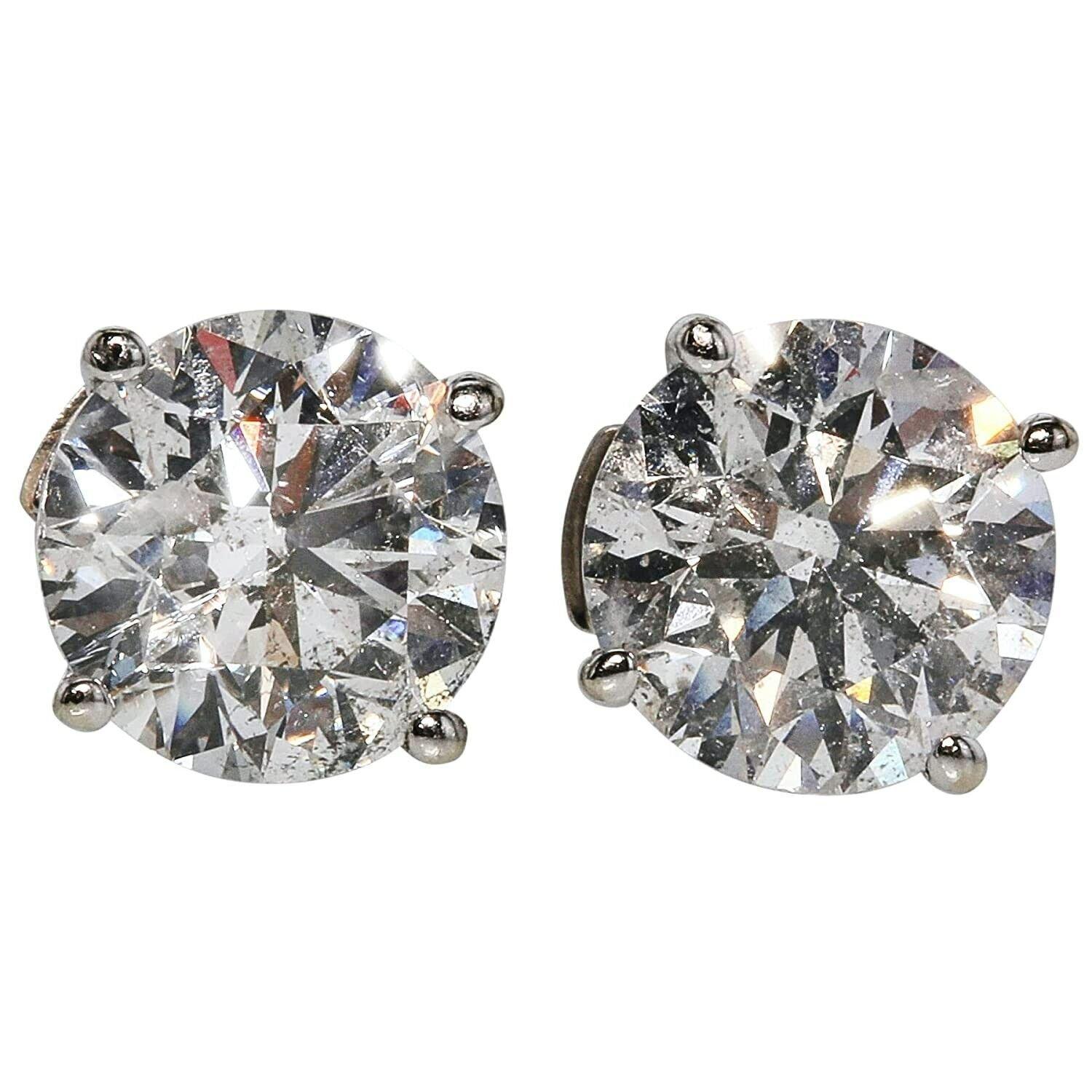 1 Carat Ct Real Natural Solitaire Diamond 2 Round Stud Earrings 14k Gold For Sale