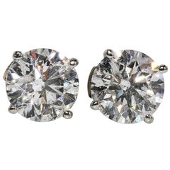 Vintage 1 Carat Ct Real Natural Solitaire Diamond 2 Round Stud Earrings 14k Gold