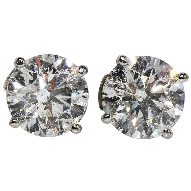 1 Carat Ct Real Natural Solitaire Diamond 2 Round Stud Earrings 14k Gold En vente sur 1stDibs