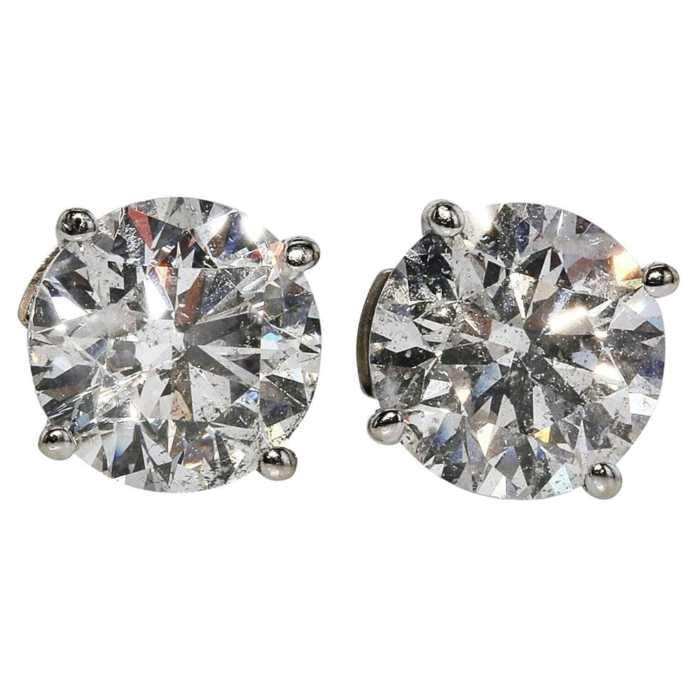 1 Carat Ct Real Natural Diamond 2 Stud Earrings Round Solitaire 14k White Gold
