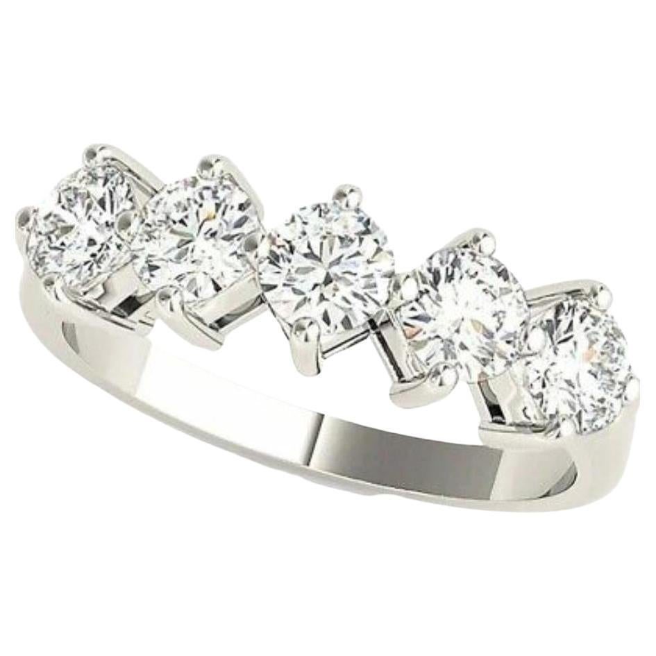 1 3/5 Carat Ct Natural Real Round Diamond Eternity Band Ring 14k White ...