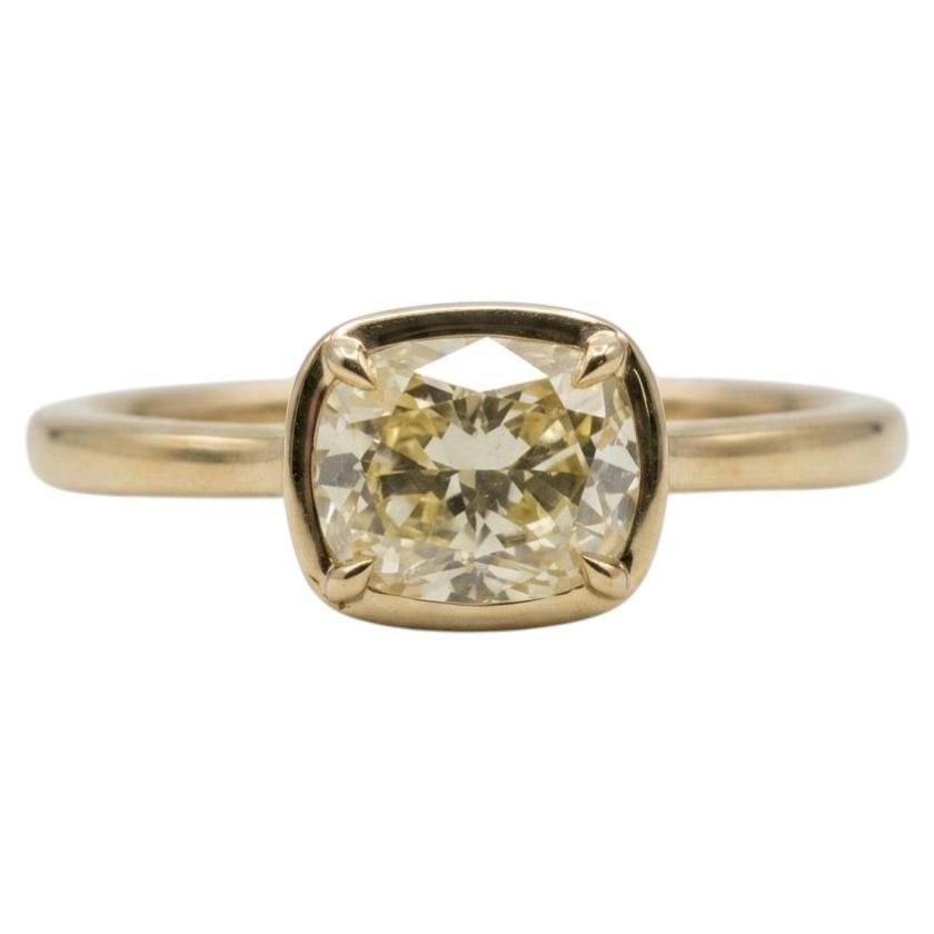 1 Carat Cushion Cut Diamond East West Solitaire Gold Engagement Ring