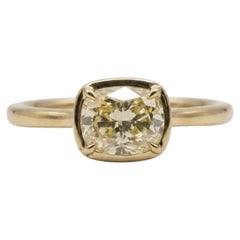 1 Carat Cushion Cut Diamond East West Solitaire Gold Engagement Ring