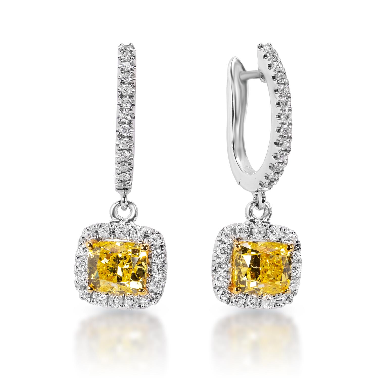 1 Carat Cushion Cut Diamond Leverback Earrings Certified  In New Condition For Sale In New York, NY