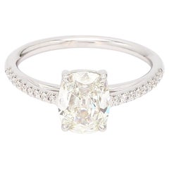 1 Carat Cushion Cut Diamond Ring in 18 Karat Cathedral Mounting