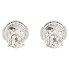 1 Carat Cushion Cut Diamonds 18 Carat White Gold Earrings