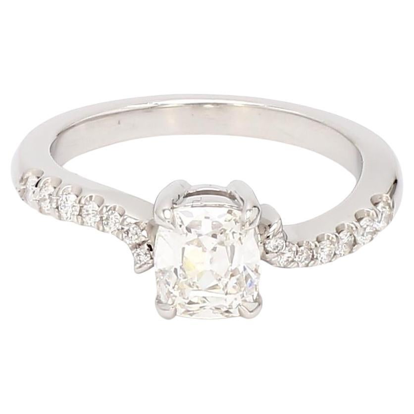 1 Carat Cushion Cut 'GIA Certified' on a Platinum Twist Shank Solitaire Mounting For Sale
