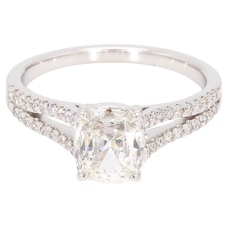 1 Carat Cushion Cut on Double Shank Solitaire Ring For Sale