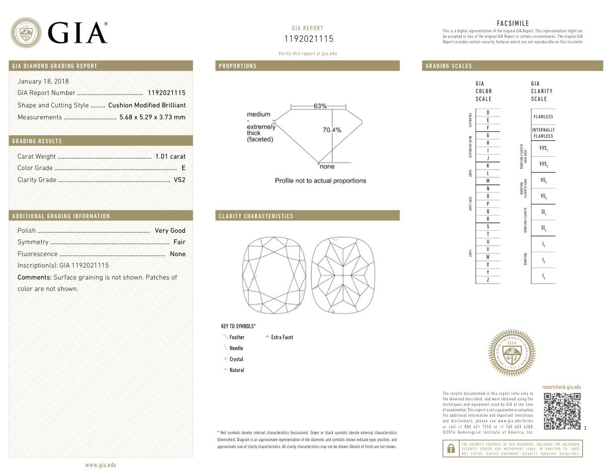 1 Carat Cushion Diamond Halo Engagement Ring E Color VS2 Clarity in 14K Gold GIA Neuf - En vente à New York, NY