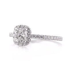 1 Carat Cushion Diamond Ring Brilliant White 14K Gold Refined Light Heirloom