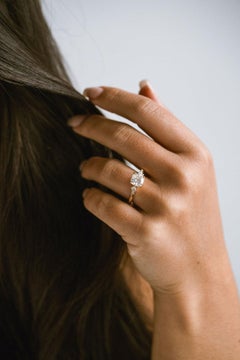 High Jewelry 1ct Cushion Cut Diamond Ring in 14K White Gold, Bespoke