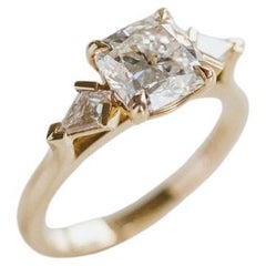 High Jewelry 1ct Cushion Cut Diamond Ring in 14K White Gold, Bespoke