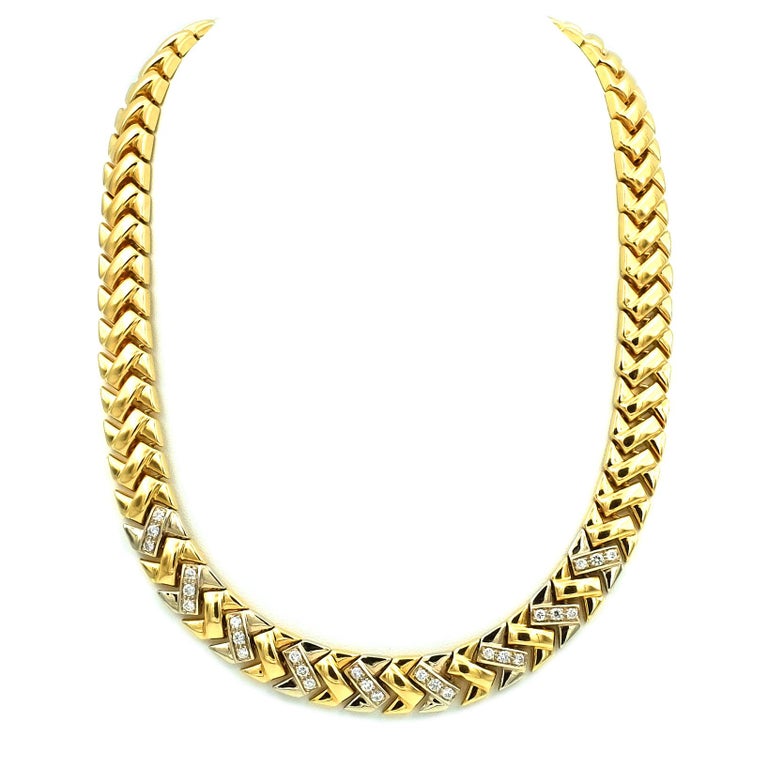 1 Carat Diamond 18K Gold Choker Necklace at 1stDibs
