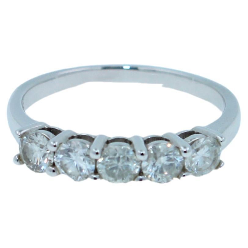 1 Karat Diamant 5 Stein Eternity Stackable Mode Hochzeit Band Weißgold Ring (Moderne) im Angebot