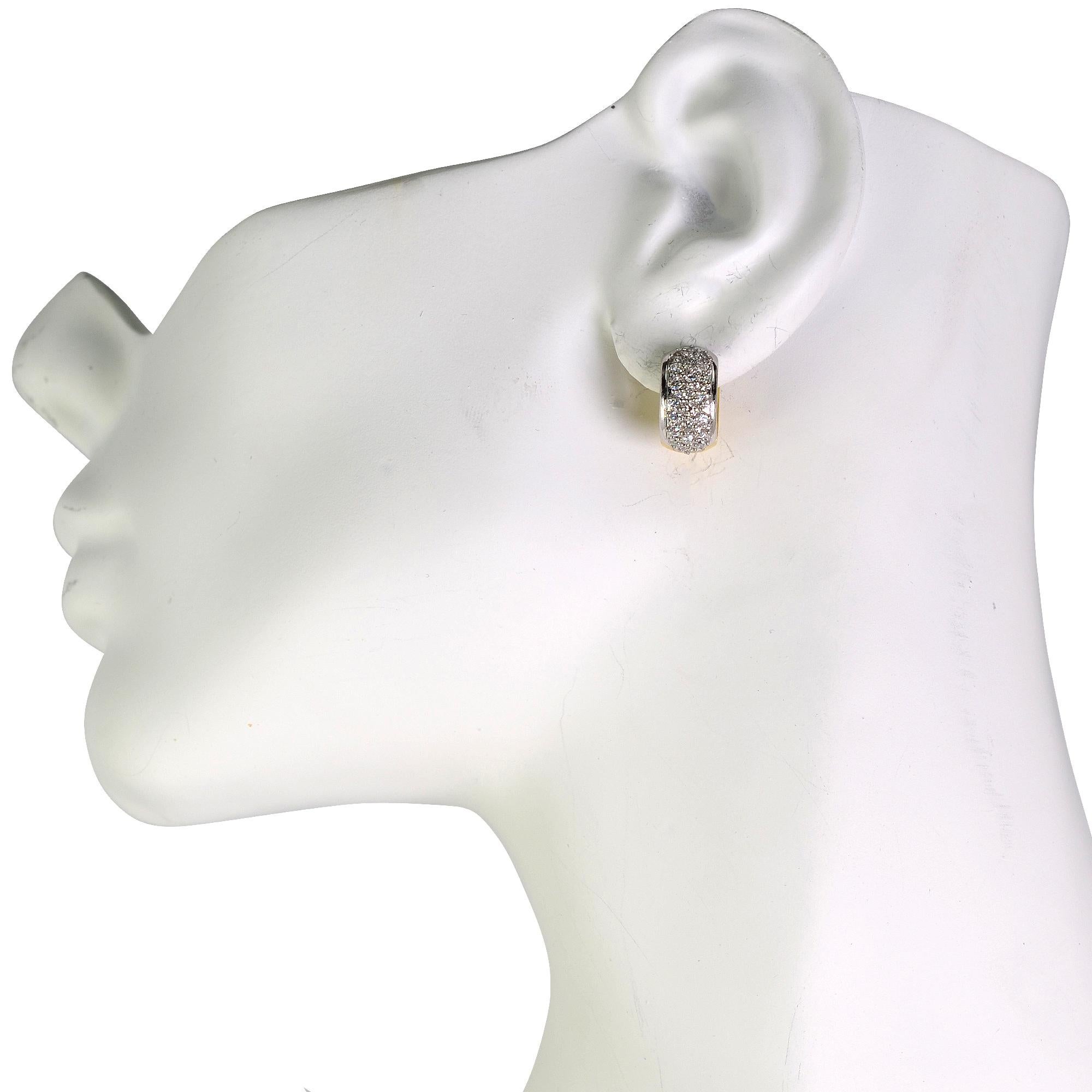 Modern 1 Carat Diamond and Gold Hoop Earrings For Sale