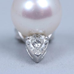 1 Carat Diamond and Round South Sea Pearl Platinum Earrings