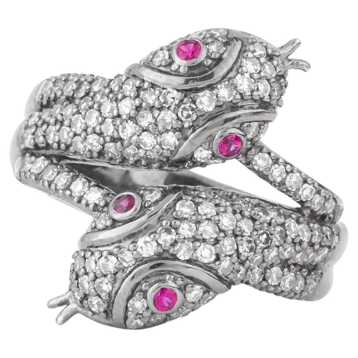 1 Carat Diamond and Ruby Snake Fashion Ring