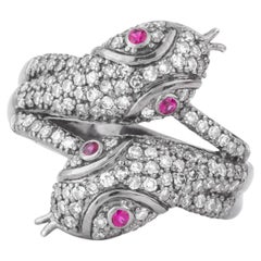 1 Carat Diamond and Ruby Snake Fashion Ring