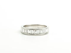 IGI Certified 0.95ct Baguette-Cut Diamond Half Eternity Band in 18K White Gold