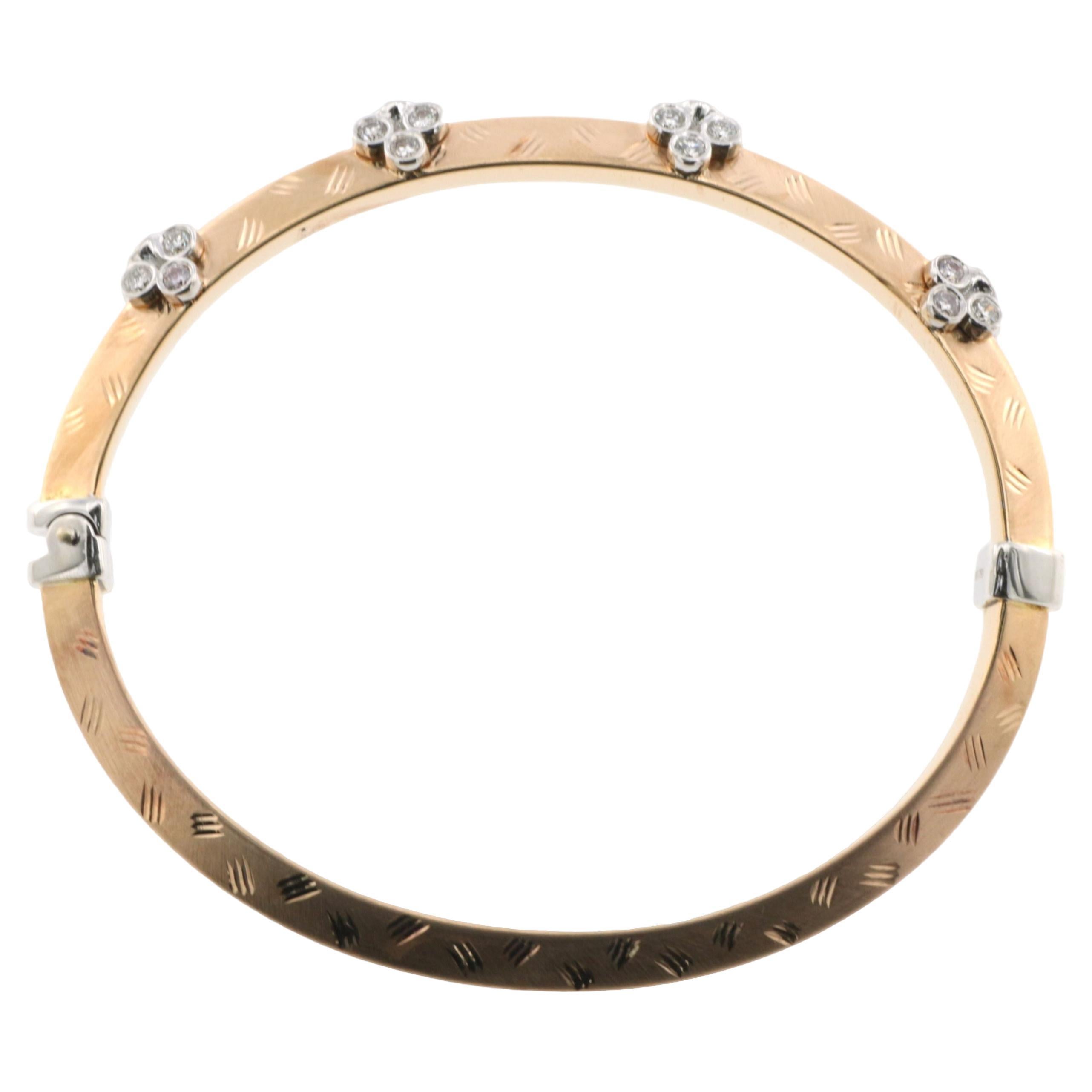 Brazalete de diamantes de 1 quilate en oro rosa de 18 quilates en venta